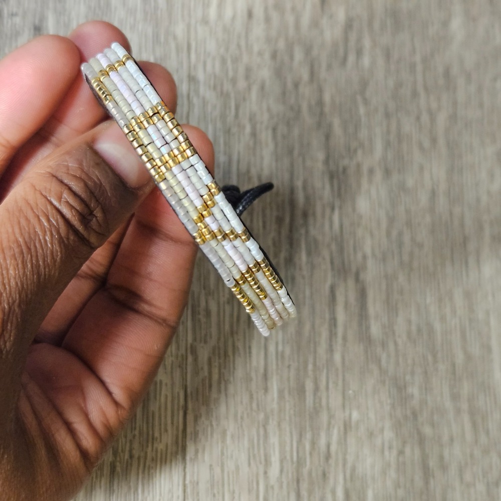 Kendra Scott Beaded LOVE Bracelet From Ubuntu Life in Kenya Gold, white, black
